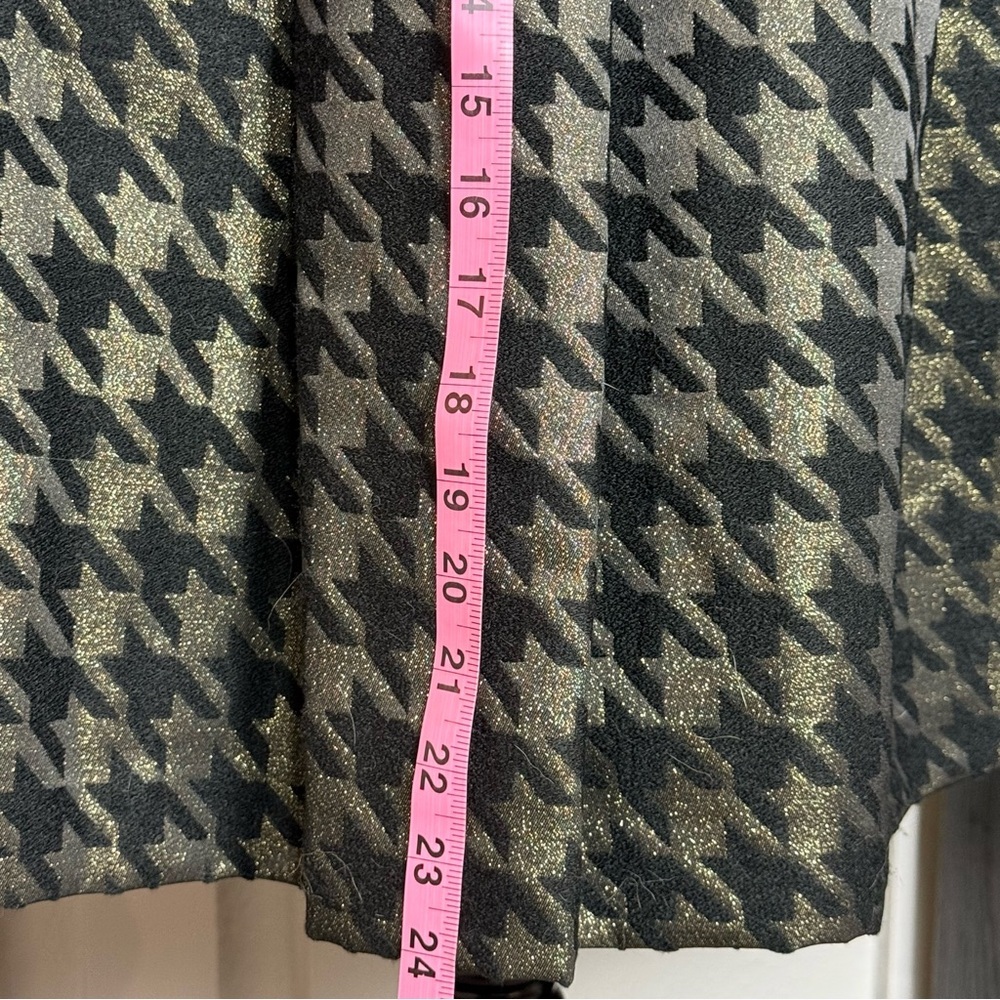 Ann Taylor Factory Black Gold Houndstooth A-Line Skirt Size 2, investment piece - Picture 5 of 11
